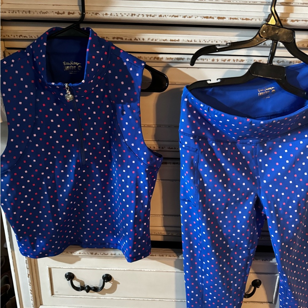 Lilly Pulitzer Luxletic Work out Top and capri leggings xl top and large bottoms